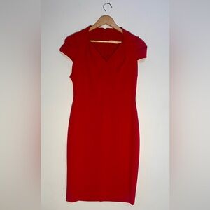 Calvin Klein Cap Sleeve Red Sheath Dress